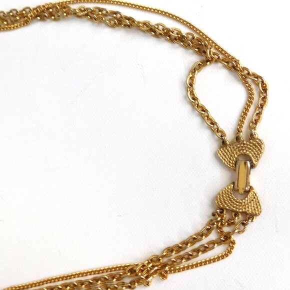 Crown Pendant 3 Strand Chain Faux Coral Pear Florenza Style VTG Goldtone Royal - Picture 4 of 5